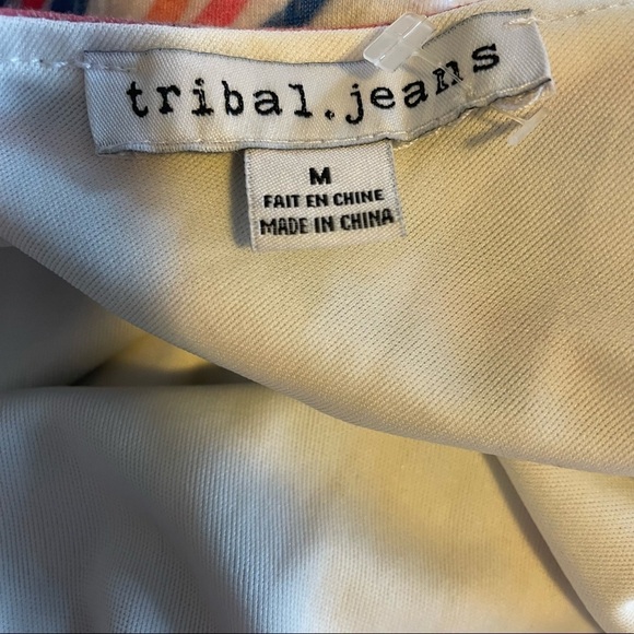 Tribal Jeans sleeveless red white blue circle midi  dress - Picture 9 of 9